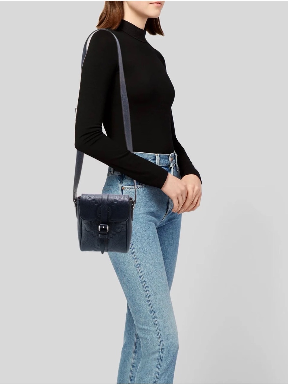 GUCCI Jumbo GG embossed Small Messenger bag NEW